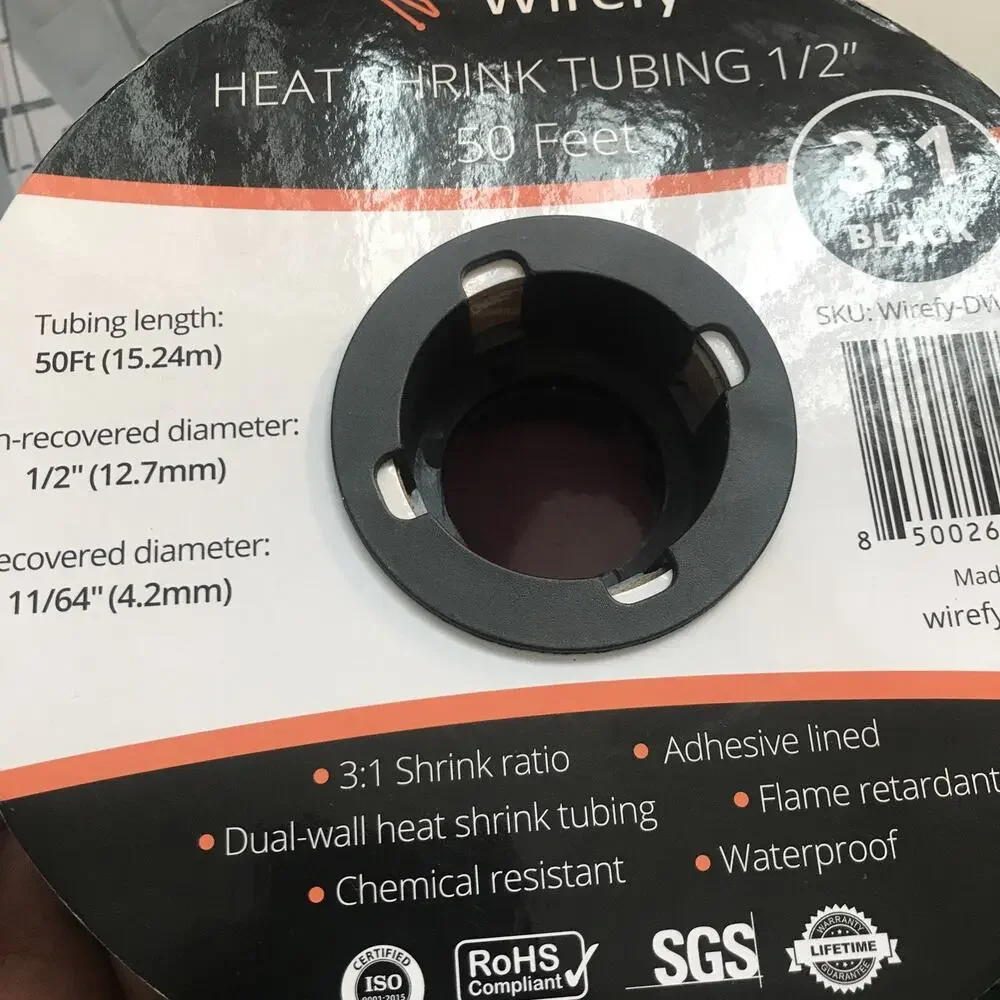 Wirefy-DWT-12.7-B Black Heat Shrink Tubing 1/2